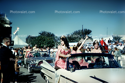 Women, Parade, Car, Retro, 1950s