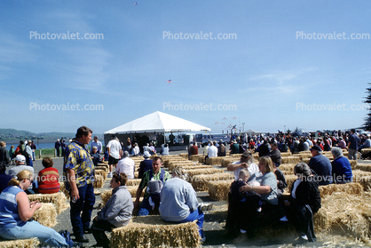 Bales, Tent, People, Bodega Bay, Seafood Festival, Sonoma County, California, April 2002