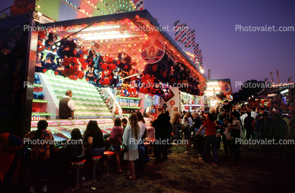 Booths, Arcade, Lights, Night, Nighttime, Marin County Fair