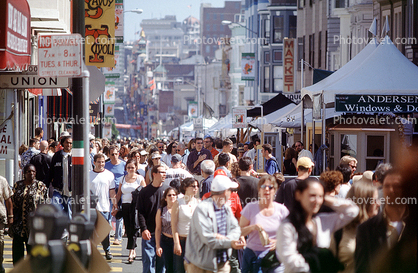 Crowds, Booths, North-Beach Festival, 14 June 2003