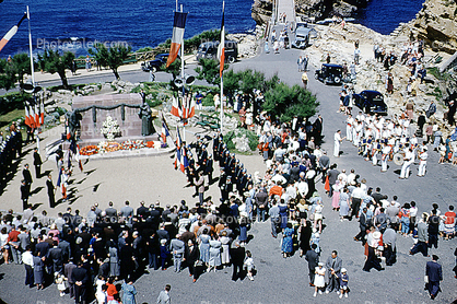 Service, War Memorial, Bastille Day, Biarritz, France, 1950s