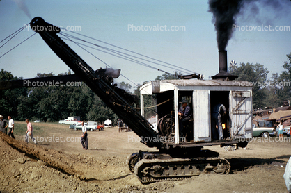 Steam Tractor Crane, smoke, county fair, 1950s