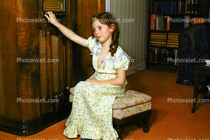 Pensive Girl, listening to Radio, 1940s