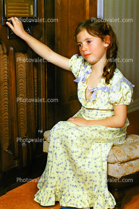 Pensive Girl, listening to Radio, 1940s, 1950s