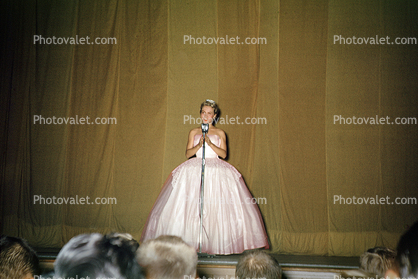 Talent Contest, Singing, Pageant, Poofy Dress, Microphone, 1940s