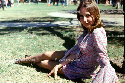Lady sitting on the lawn, 1960s