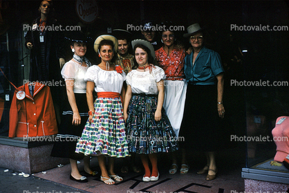 Retro, Cowgirls, Dress, Hats, Female, 1950s