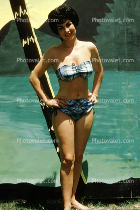Bikini Lady, Swimsuit, Leggy, Smiles, 1960s
