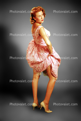 Woman, Dress, Legs, Leggy, High Heels, 1950s