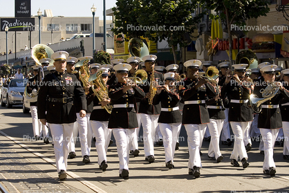 USMC, Marching Band, Brass Instruments, Suits, Hats, Uniforms, Music