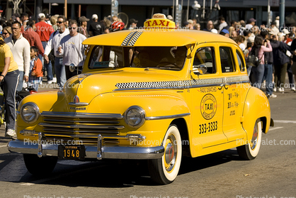 Yellow Cab, Taxi, Checker, Whitewall Tires, automobile, car, vehicle