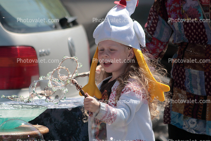 Girl Blowing Bubbles, April Fools Parade