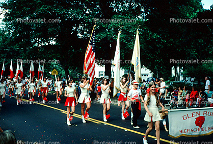 Color Guard, Marching, Glenrock, 1950s