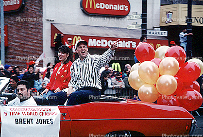 Brent Jones, 49'r superbowl victory parade, Market Street, Car, automobile