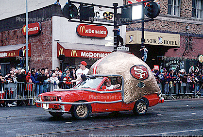 49'r Helmet Car, 49'r superbowl victory parade, Market Street