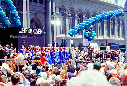 Crowds, Balloons, Ferry Building, Herb Caen Day