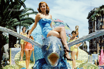 Woman and Flying Fish, Miss Universe Parade, 1955, 1950s