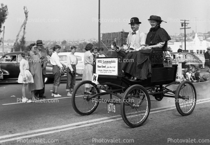 1900 Locomobile, Horseless Carriage, Man and Woman in Period Costume, Hermosa Beach 1912 Days, 1950s