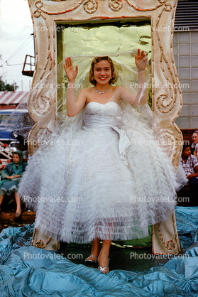 Woman, Float, Lady, Formal Dress, 1950s