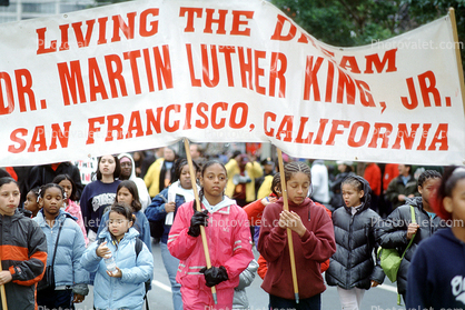 Teenage Girls, Banner, Martin Luther King Parade, Third Street, MLK