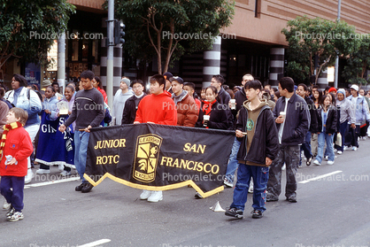 Junior ROTC banner, Martin Luther King Parade, Third Street, MLK