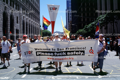 Welcome to San Francisco, Please fuck safely, Lesbian Gay Freedom Parade, Market Street