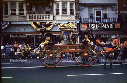 Wagon pumper, Firemans Parade, 1950s