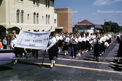 Lake Street and Lake Morton Band, Strawberry Festival, Lakeland Parade, 1950s