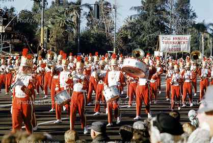 Marching Band, Drums, 72nd Annual Rose Parade, January 1961, 1960s