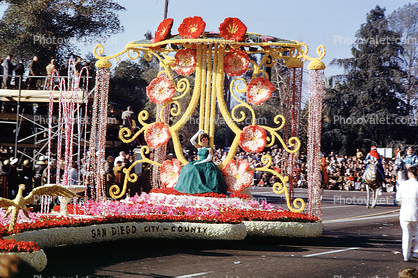 San Diego City-County, Rose Parade, float, January 1961, 1960s