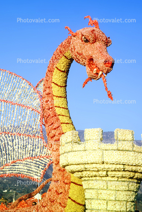 Dragon, Turret, Castle, Wings, Rose Parade, Green Eyed Dragon, 1960s