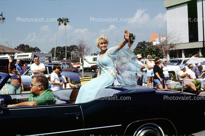 Florida Citrus Queen, Woman, Cabriolet, Convertible Car, 1982, 1980s