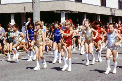 Little Majorettes, Marching, Baton Twirling, Parade, 1982, 1980s