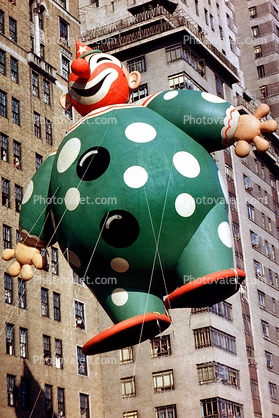 Harold the Clown, Smiling, Helium Balloon, Macy's Thanksgiving Day Parade, 1949, 1940s