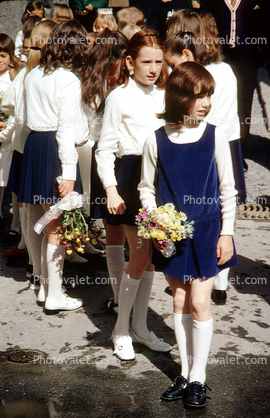 Flowers, Girls, Corpus Cristi Day, Zermatt, Switzerland, 1960s