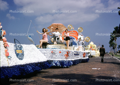 Woman, float, Manatee County, Festival of States, Saint Petersburg, Florida, 1958, 1950s