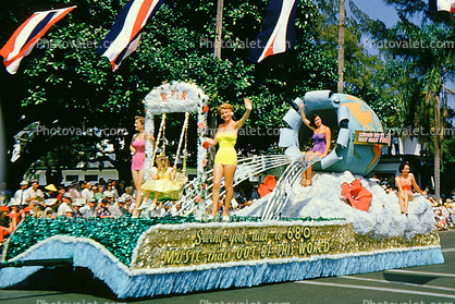 WPIR, girl on a swing, Swing your dial to 680, Music thats OUT OF THIS WORLD, Festival of States, Saint Petersburg, Florida, 1950s