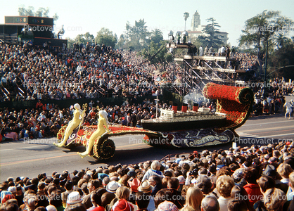 Mermaids, Red Carpet Treatment, City of Long Beach, Queen Mary, Rose Parade, Ocean Liner, Cunard Line, Steamship, January 1968, 1960s