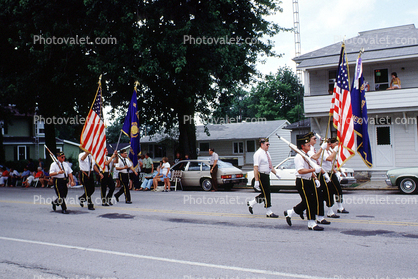 Color Guard, soldiers, men, rifles, Tiro-Auburn, Ohio, July 1983, 1980s