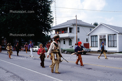 Davey Crockett, Manifest Destiny, boys, men, pioneers, Tiro-Auburn, Ohio, July 1983, 1980s