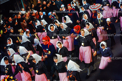 Maidens, Women, Parade, Fasnet, Carnival, People, Crowds, crowded, Schramberg, Baden-Wurttemberg, Black Forest, Germany, spectators
