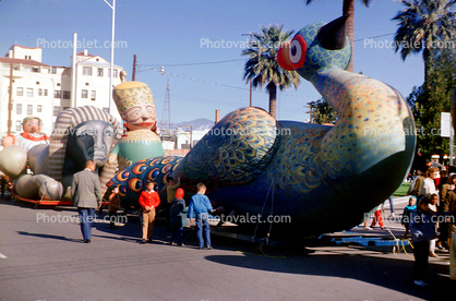Peacock, Bird, Float, Balloon Festival Southwest USA, January 1965, 1960s, (does anyone know where this is?  perhaps El Paso Texas)
