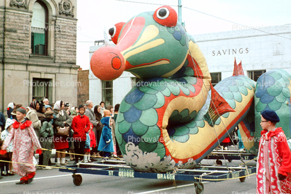 Dragon with a Red Nose, colorful, cute, funny, snake, Saint George Dragon, Cleveland Christmas Parade