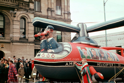 American Helicopter Co., Balloon, rotors, clown, noses, pilots, funny, Cleveland Christmas Parade