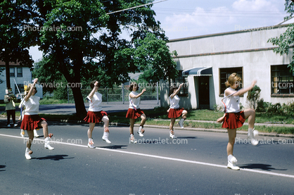 Baton Twirler Girls, miniskirt, June 1965, 1960s