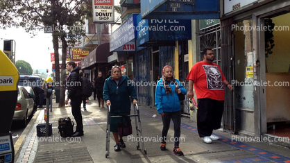 Woman using a Walker, Street People, The Mission District