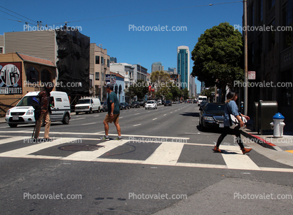 Crosswalk, cars, street, SOMA District