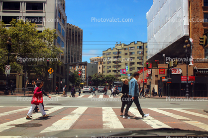 people, walking, buildings, crosswalk, 7th Street & Market Street