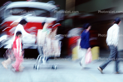 Sidewalk, motion, Shopping Cart