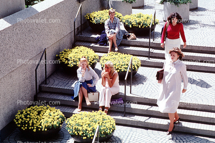 steps, woman, sitting, Lady, Women, Female, The Embarcadero Center